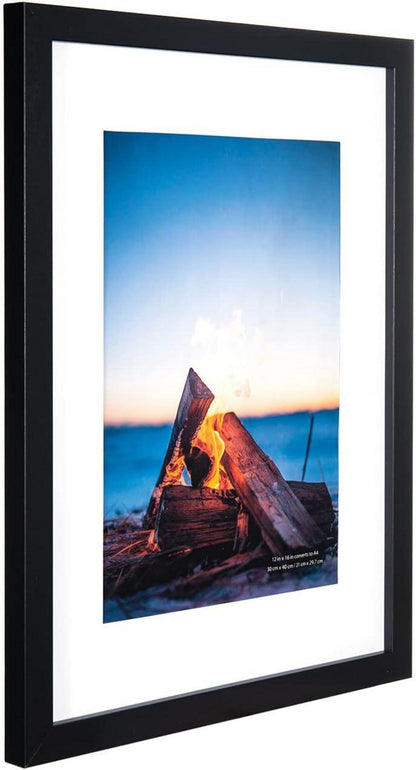 Bilderrahmen 30x40 Schwarz 2er Set MDF Rahmen Acrylglas Wandmontage