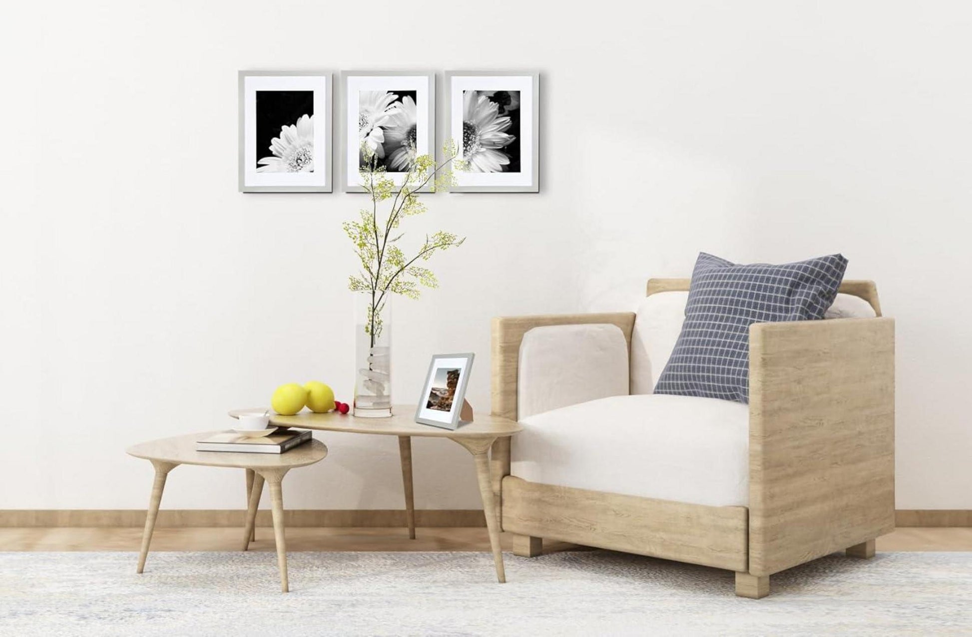 Bilderrahmen Set Grau MDF Holz-Rahmen Acrylglas A4 21x30cm - 3er Pack