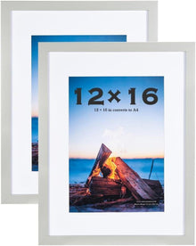Bilderrahmen Set 30x40 cm Grau MDF Holz-Acrylglas 2er Pack