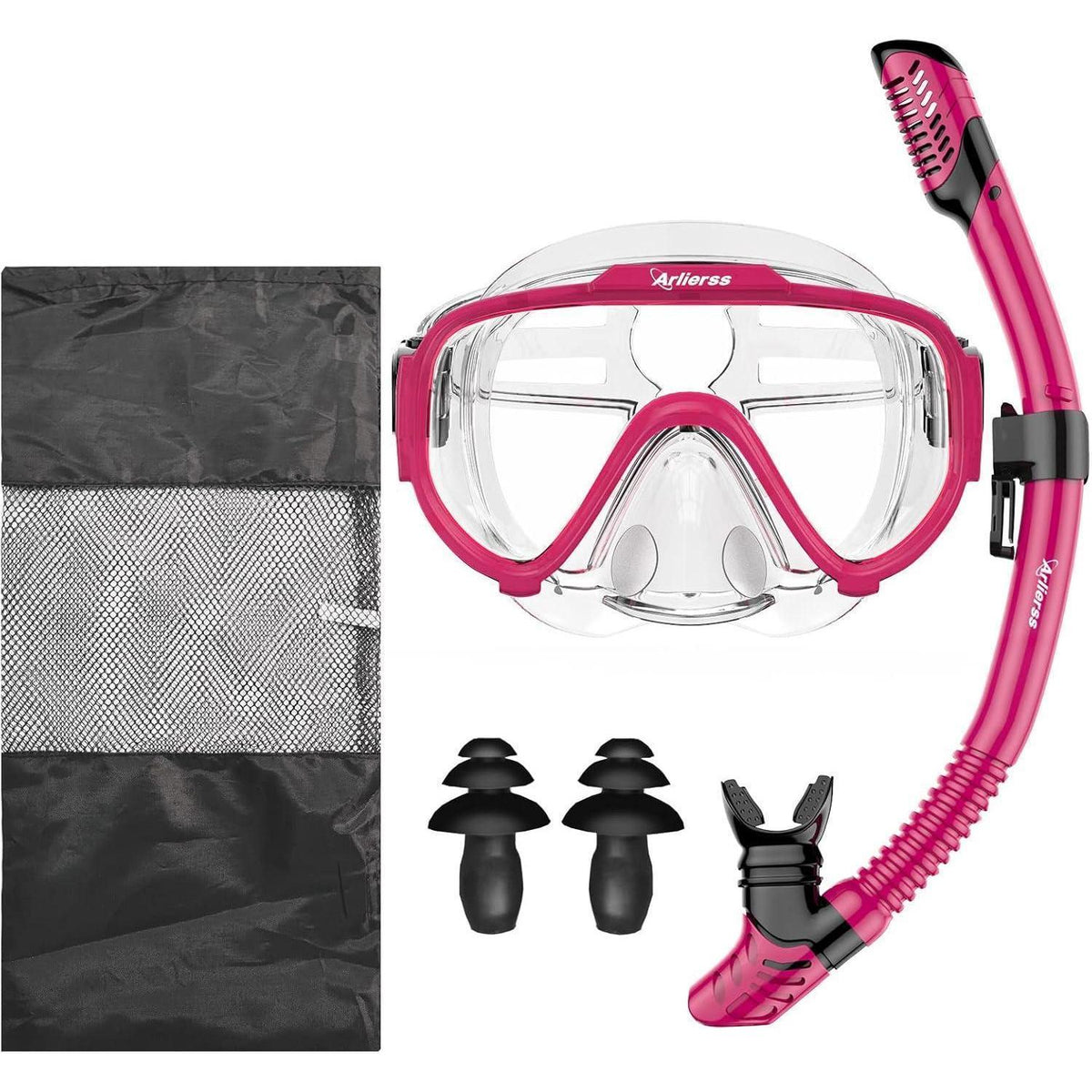 Schnorchelset Erwachsene mit Panorama Maske und Dry Schnorchel – Rosa