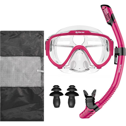 Schnorchelset Erwachsene mit Panorama Maske und Dry Schnorchel – Rosa