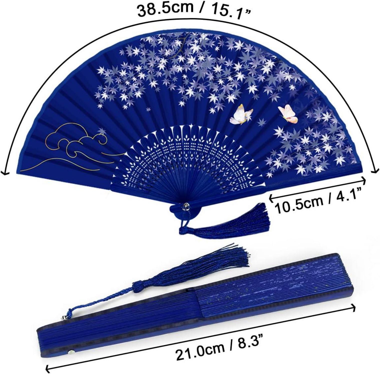 WEARXI Fächer Hochzeit 4er Set - Handfächer Bambus Seide