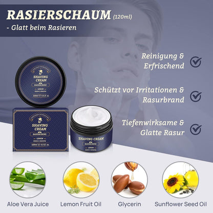 Bartpflegeset für Männer Rasierset mit Bartwuchsmittel