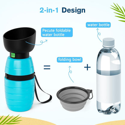 Pecute Trinkflasche für Hunde mit Faltbarer Wasserschale
