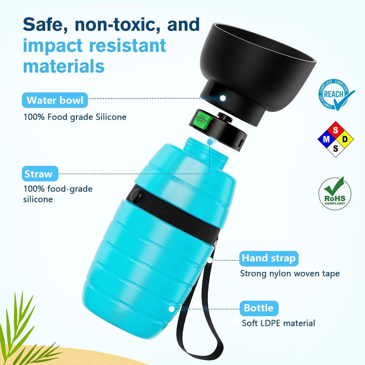 Trinkflasche für Hunde unterwegs Silikon Wasserflasche mit Faltbarer