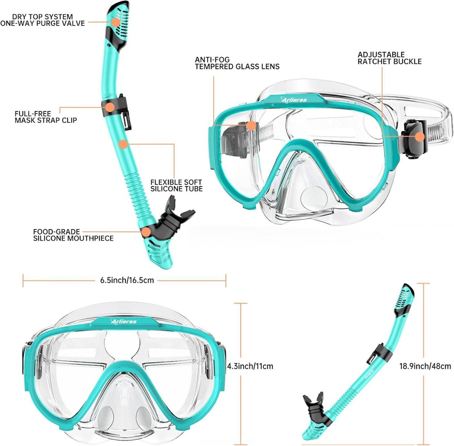Schnorchelset Erwachsene mit Anti-Fog Taucherbrille Trockenschnorchel