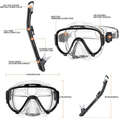 Arlierss Schnorchelset Erwachsene mit Anti-Fog Taucherbrille