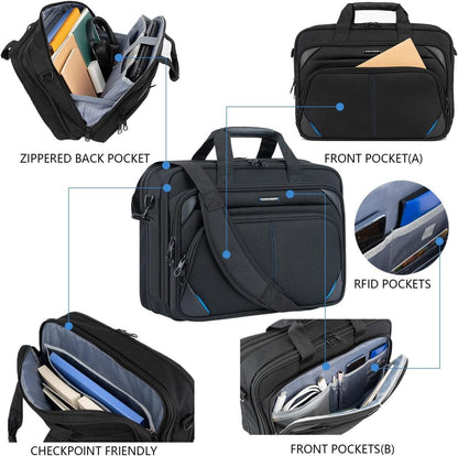 18 Zoll Laptop Tasche Business Aktentasche RFID Schultertasche Black/Blue