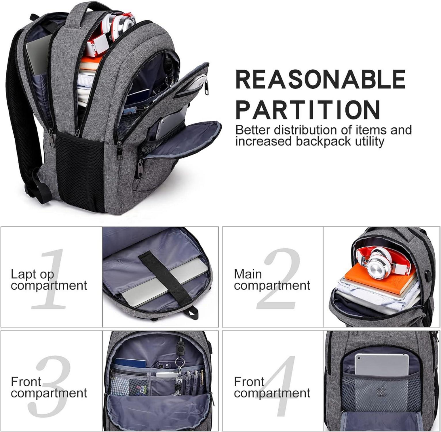 Liokesa 15,6 Zoll Grauer Schulrucksack Herren mit