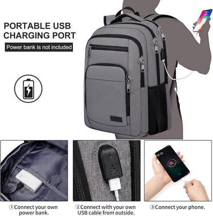 Wasserdichter Rucksack USB-Ladeanschluss 15,6 Zoll Grau