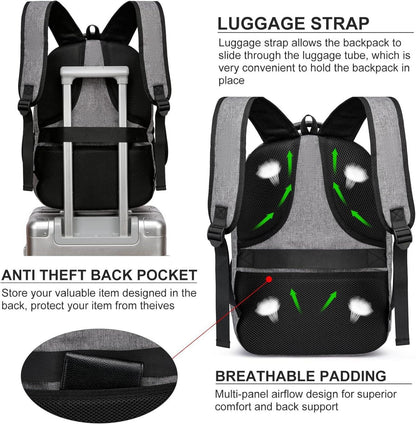 Wasserdichter Rucksack Herren 15,6 Zoll mit USB-Ladeanschluss Grau