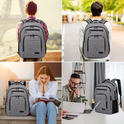 Liokesa Herren Rucksack 15,6 Zoll Wasserdicht USB Oxford Grau