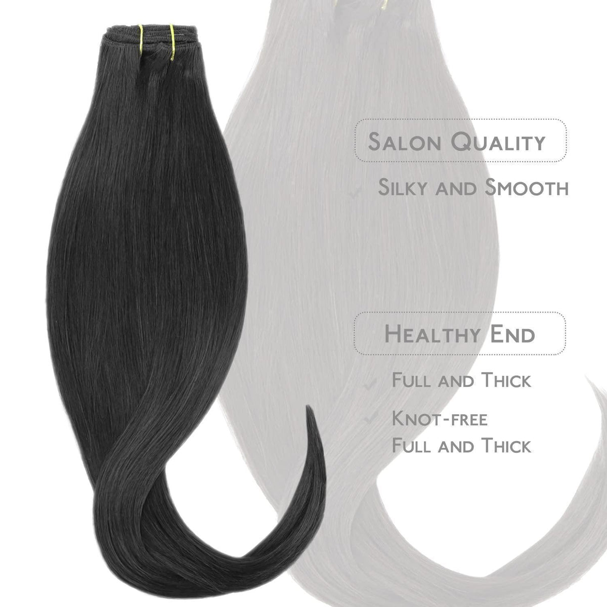 Echthaar Clip-in Extensions Schwarz 50cm - 70g