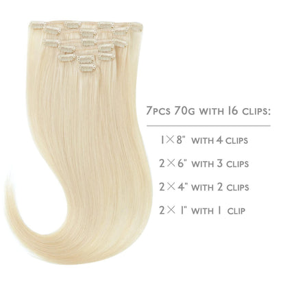 Echthaar Clip-in Extensions Platinblond 50cm - 70g
