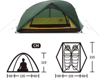 Leichtes 2 Person Camping Zelt Doppelschichten Aluminium Rod Waldgrün
