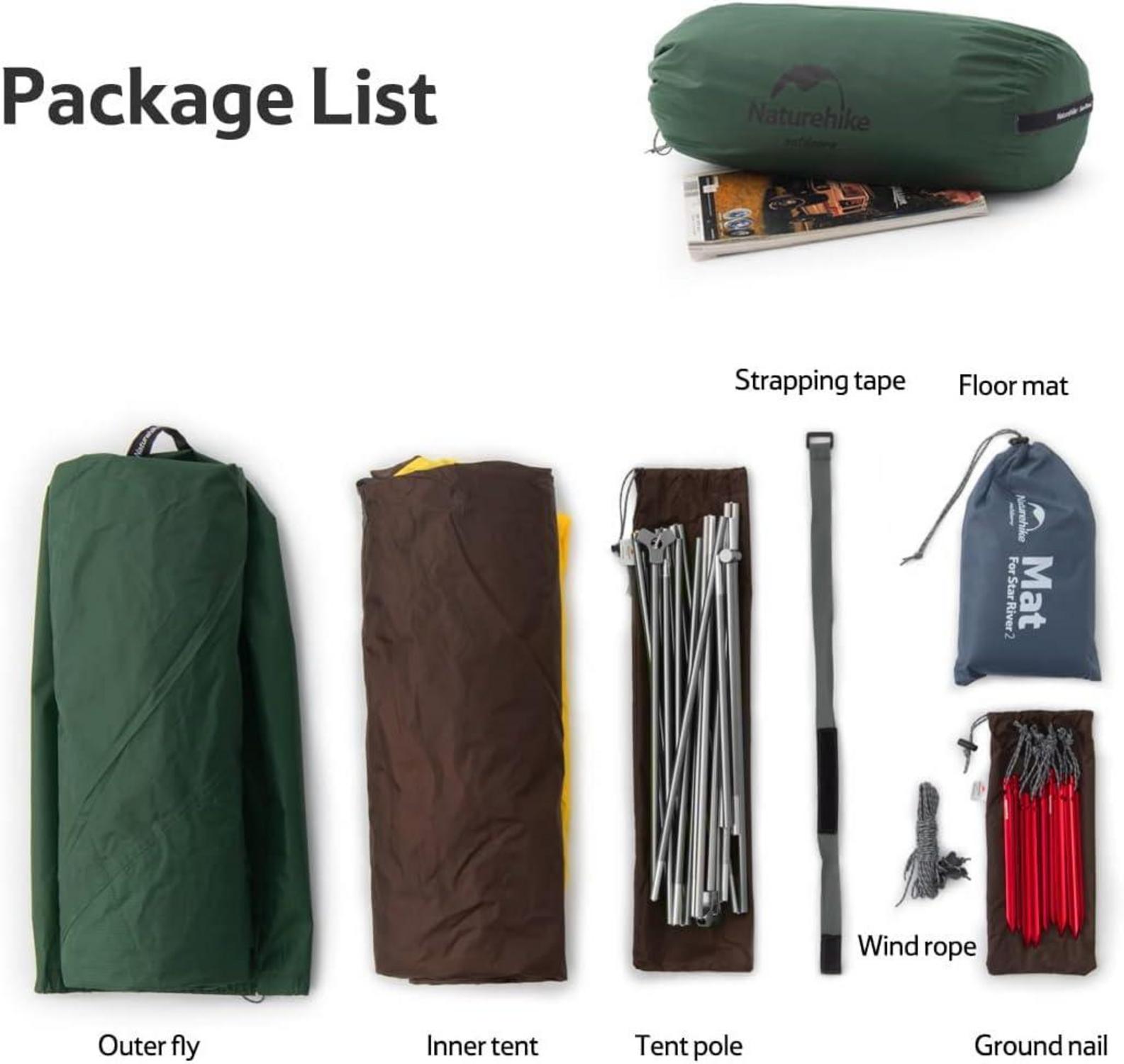 Leichtes 2 Person Camping Zelt Doppelschichten Aluminium Rod Waldgrün