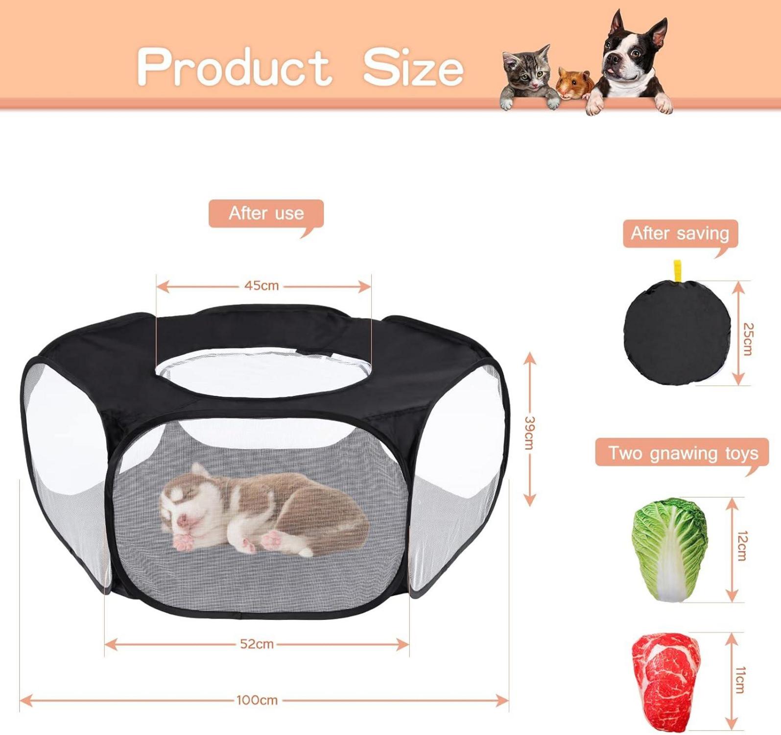 Coolty Laufstall für Kleintiere mit Oberer Abdeckung - Faltbares Atmungsaktives Zelt