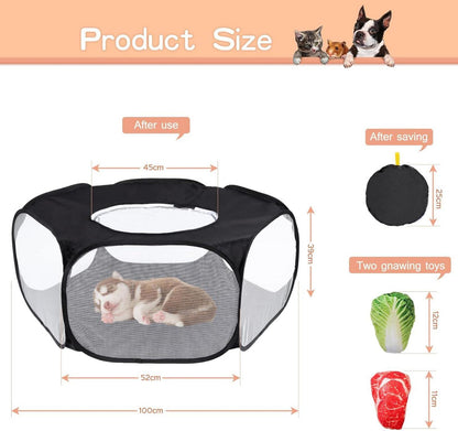 Coolty Laufstall für Kleintiere mit Oberer Abdeckung - Faltbares Atmungsaktives Zelt