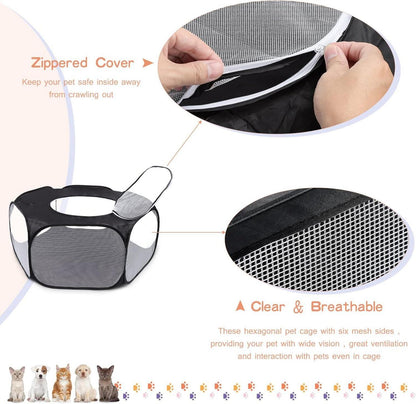 Laufstall Faltbares Atmungsaktives Kleintierkäfig Zelt mit Abdeckung