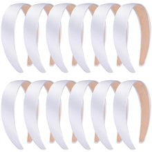 12er Pack Satin Stirnbänder Weiß - 1 Zoll breite Haarreifen
