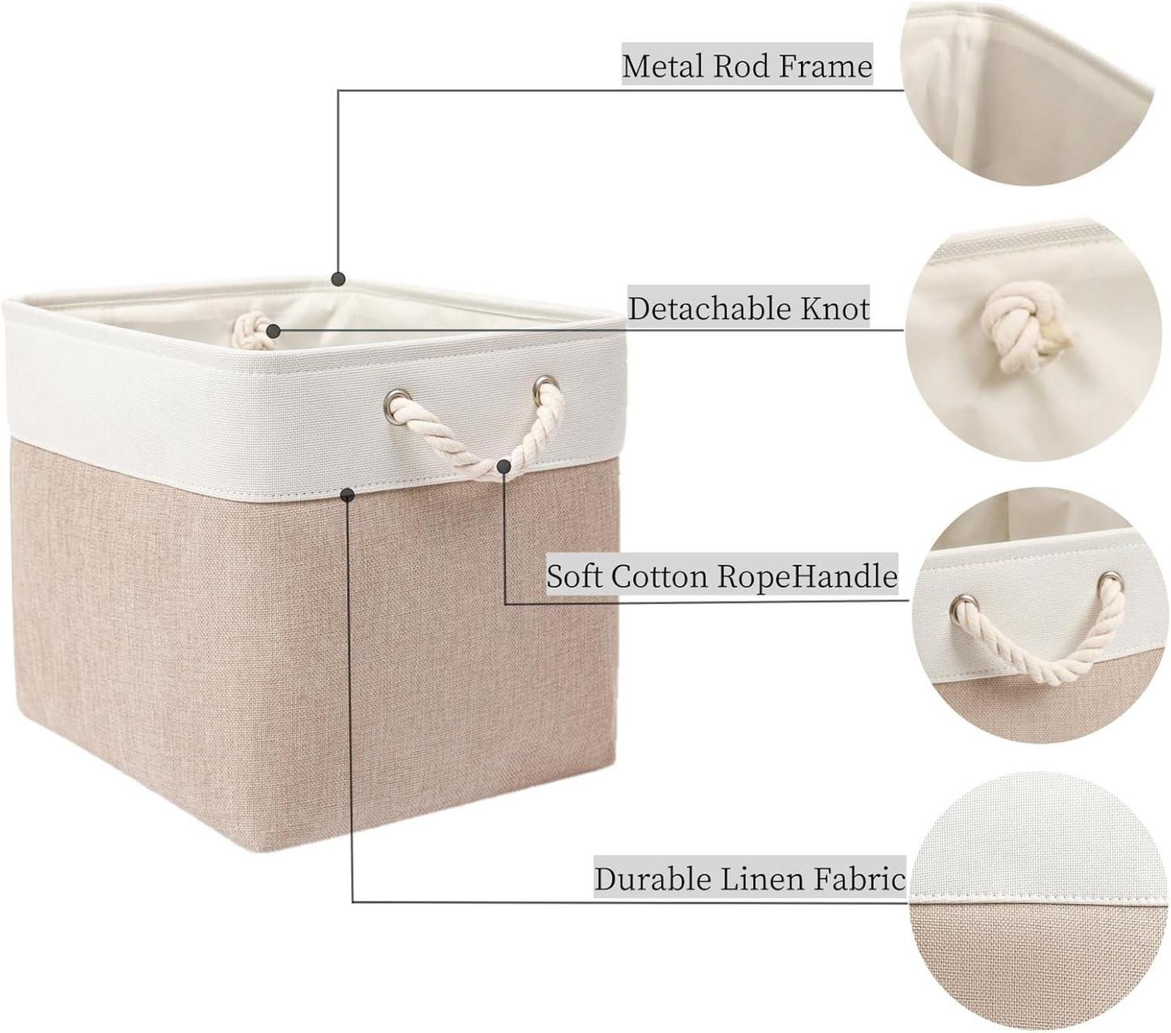 Mangata Aufbewahrungsbox Stoff 33x38x33cm Schrank Regal Kleidung Helles Khaki