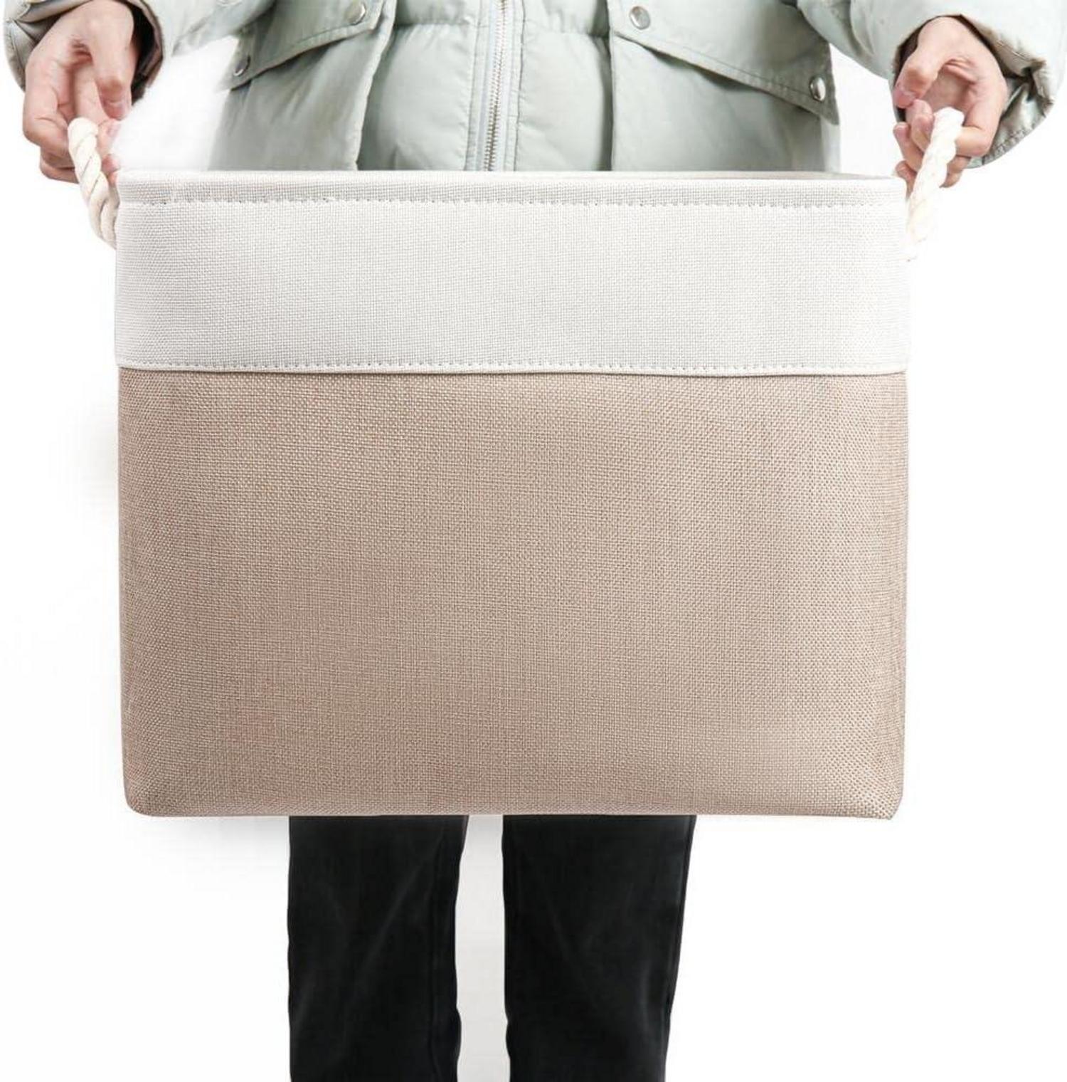 Mangata Aufbewahrungsbox Stoff 33x38x33cm Schrank Regal Kleidung Helles Khaki