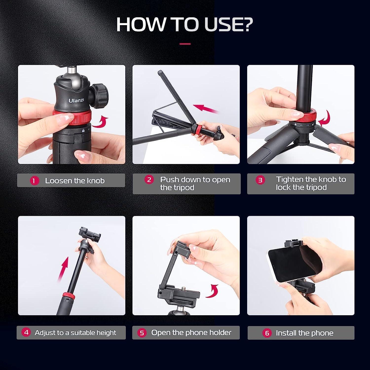 ULANZI MT-44 Handy Stativ Selfie Stick Kamera Stativ 147cm 360° Kugelkopf