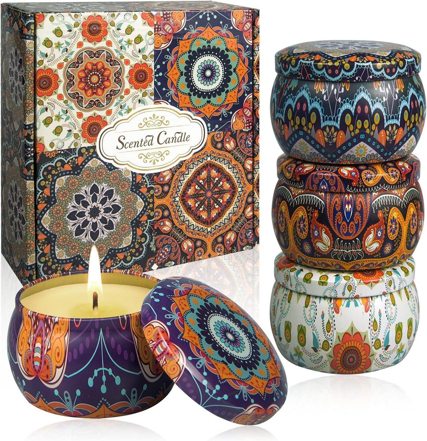 Duftkerzen-Geschenkset 4er Pack Aromatherapie-Kerzen 120 Std. Rose