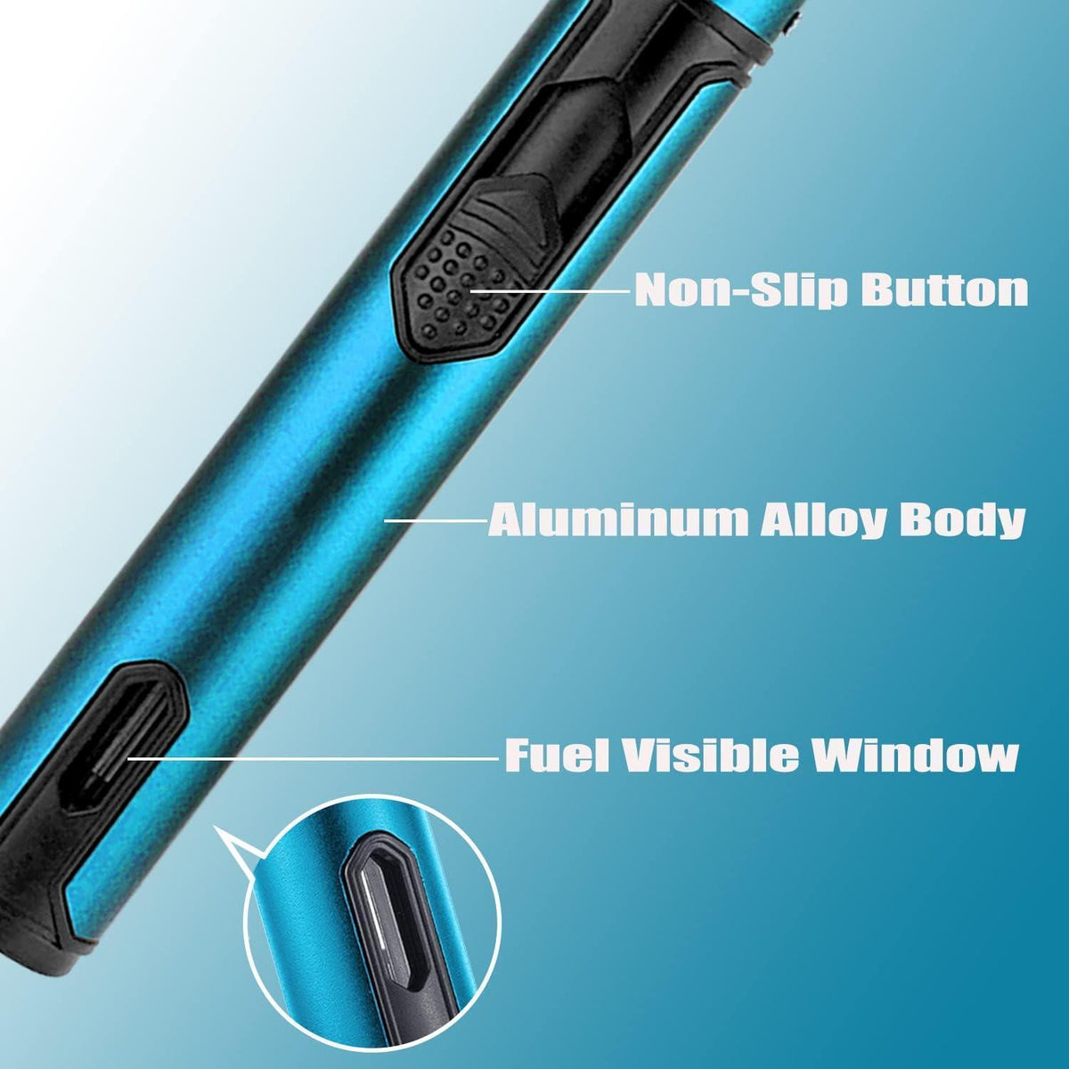 Winddichtes Stabfeuerzeug mit Jetflamme – Schwarz & Blau