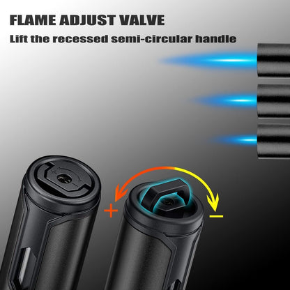 Winddichtes Stabfeuerzeug mit Jetflamme – Schwarz & Blau