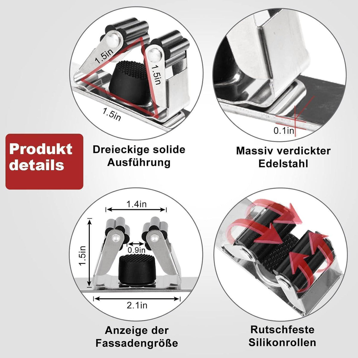 Besenhalterung Edelstahl mit Haken, 2er-Set, Wandmontage