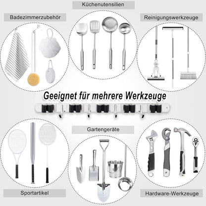 Besenhalterung Edelstahl mit Haken, 2er-Set, Wandmontage