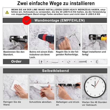 Besenhalterung Edelstahl mit Haken, 2er-Set, Wandmontage