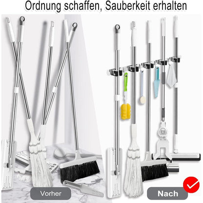 Besenhalterung Edelstahl mit Haken, 2er-Set, Wandmontage
