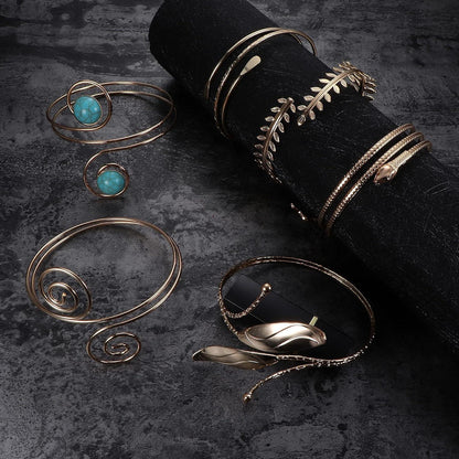6 Stücke Verstellbare Spule Armmanschetten für Frauen Gold Silber
