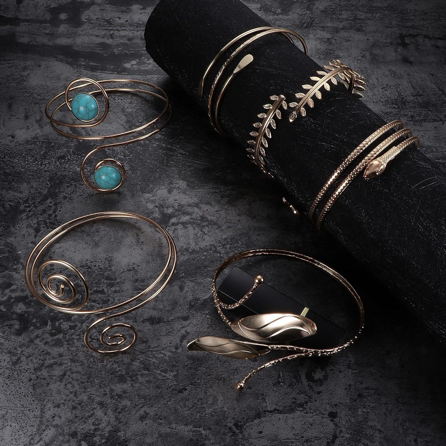 6 Stücke Verstellbare Spule Armmanschetten für Frauen Gold Silber