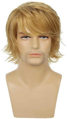 Herren Blond Kurz Perücke Layered Wave mit Pony Cosplay