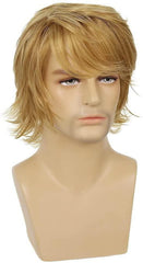 Blonde Herren Kurzhaar-Perücke Layered Wave mit Pony für Cosplay und