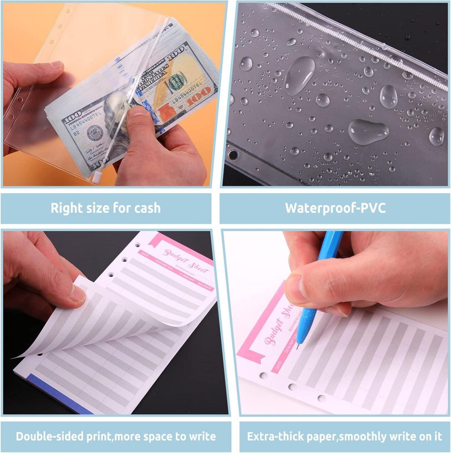 Budget Planner Geldumschläge A6 Binder mit Etiketten und Kalenderkarte