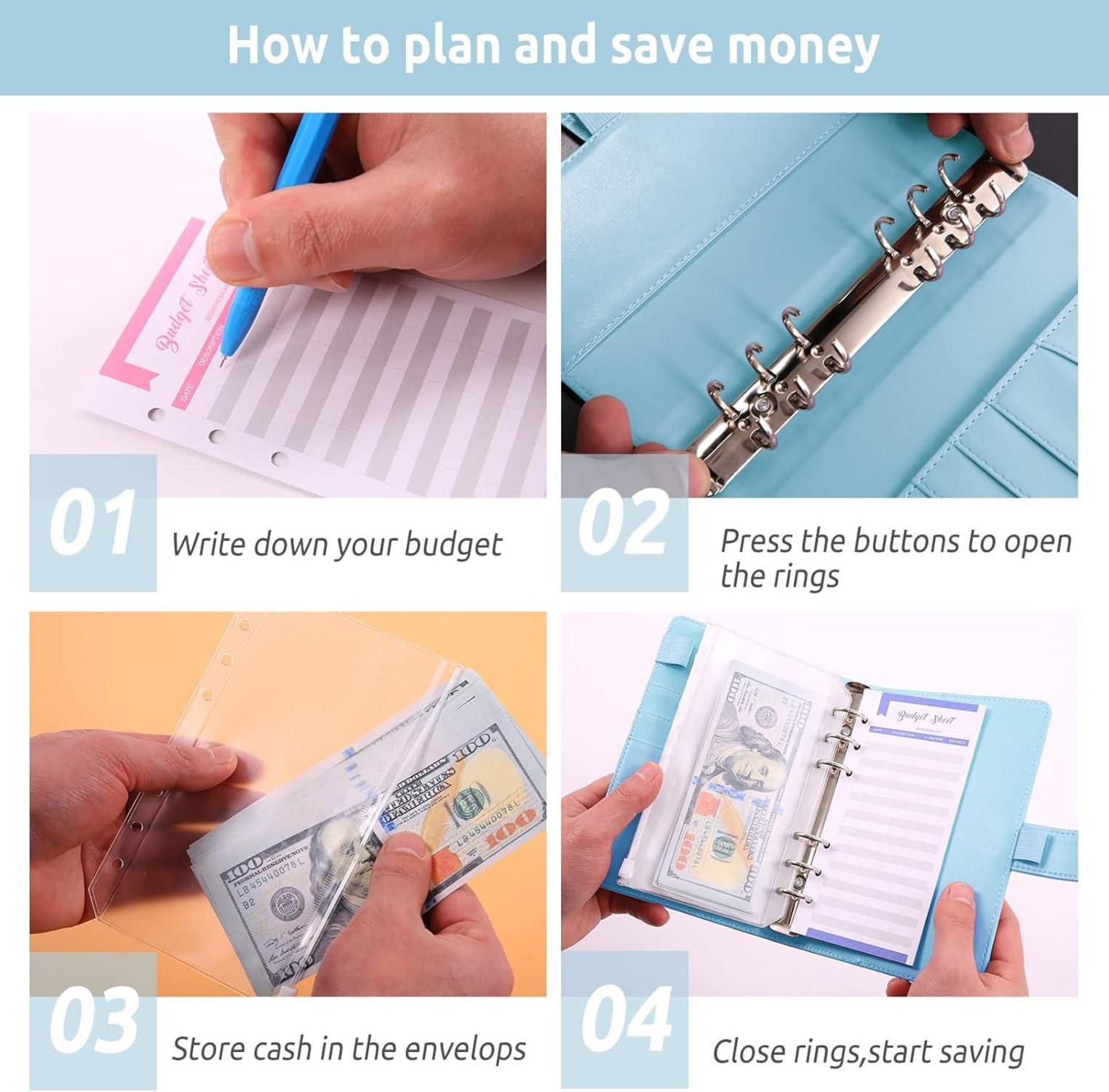 Budget Organizer Geldumschläge A6 Binder Geld Spar Mappe blau