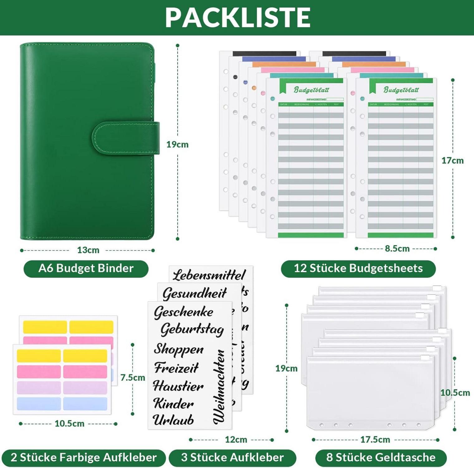 Budget Planner A6 Haushaltsbuch Geldfächer Sparbuch