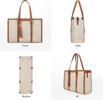 Laptoptasche 15,6 Zoll Damen Aktentasche Handtasche groß vegan Leder