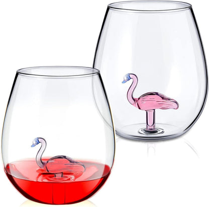 Flamingo Weingläser 2 Stück Copa Glas Kreative Gingläser ohne Stiel