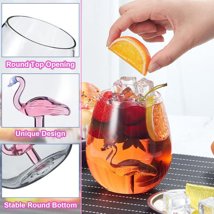 Flamingo Weingläser 2 Stück Copa Glas Kreative Gingläser ohne Stiel
