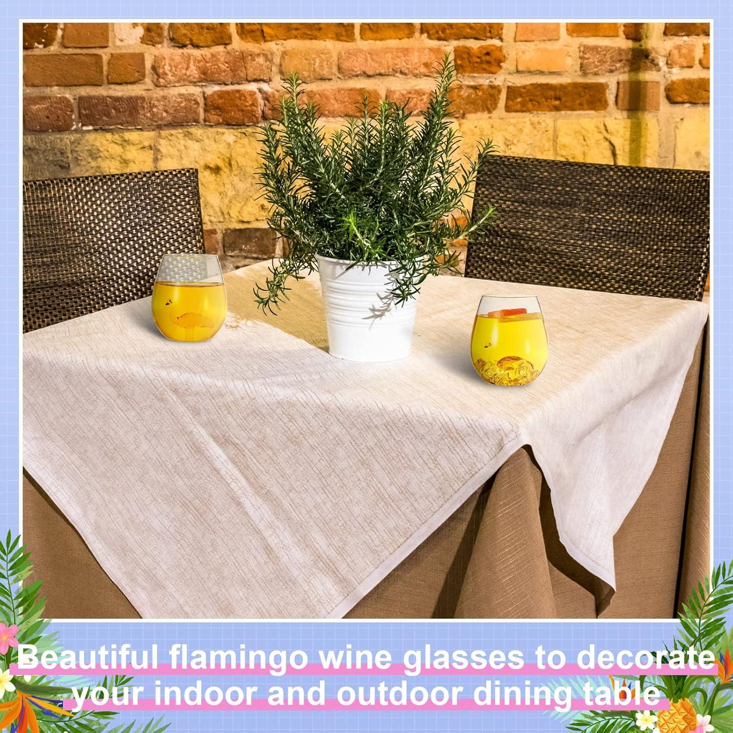 2er Set Flamingo Weingläser ohne Stiel 550ml Kreative Gingläser