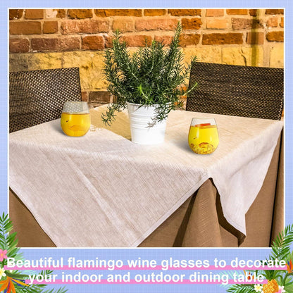 2er Set Flamingo Weingläser ohne Stiel 550ml Kreative Gingläser