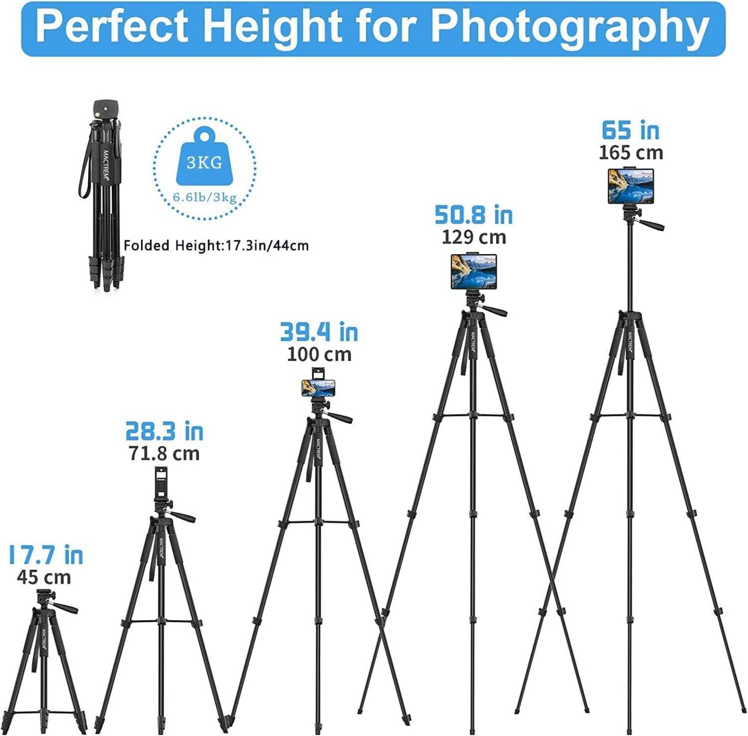 Handy Stativ 2024 Upgrade 165cm Kamera Smartphone iPad Tablet Tragbar Tripod