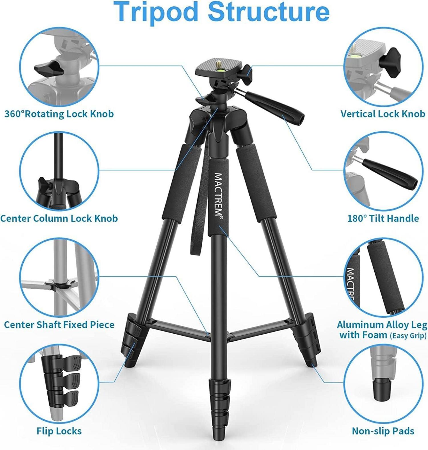 Handy Stativ 2024 Upgrade 165cm Kamera Smartphone iPad Tripod Fernauslöser