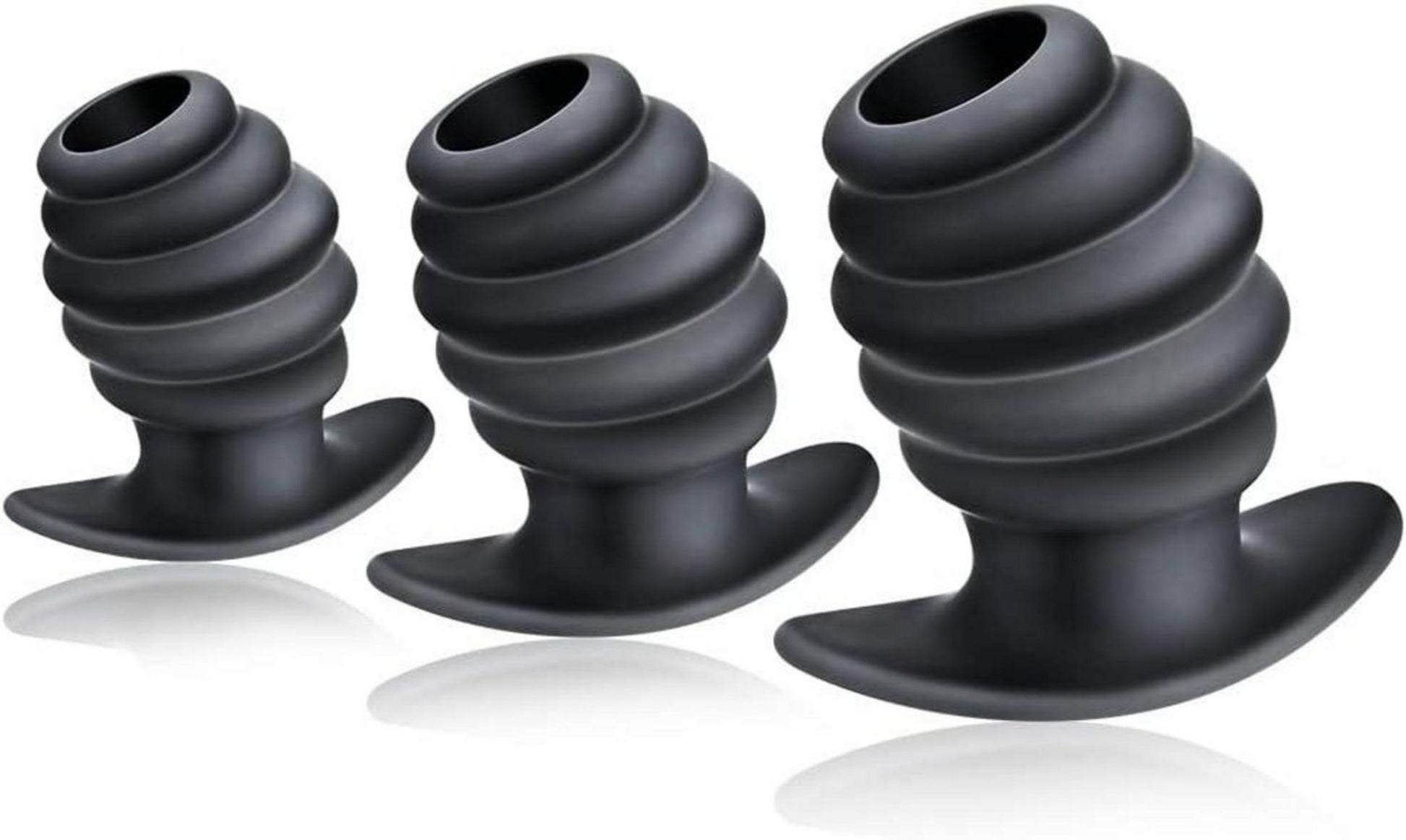Analplug Silikon Faden Butt Plug Set Schwarz 3 Größen