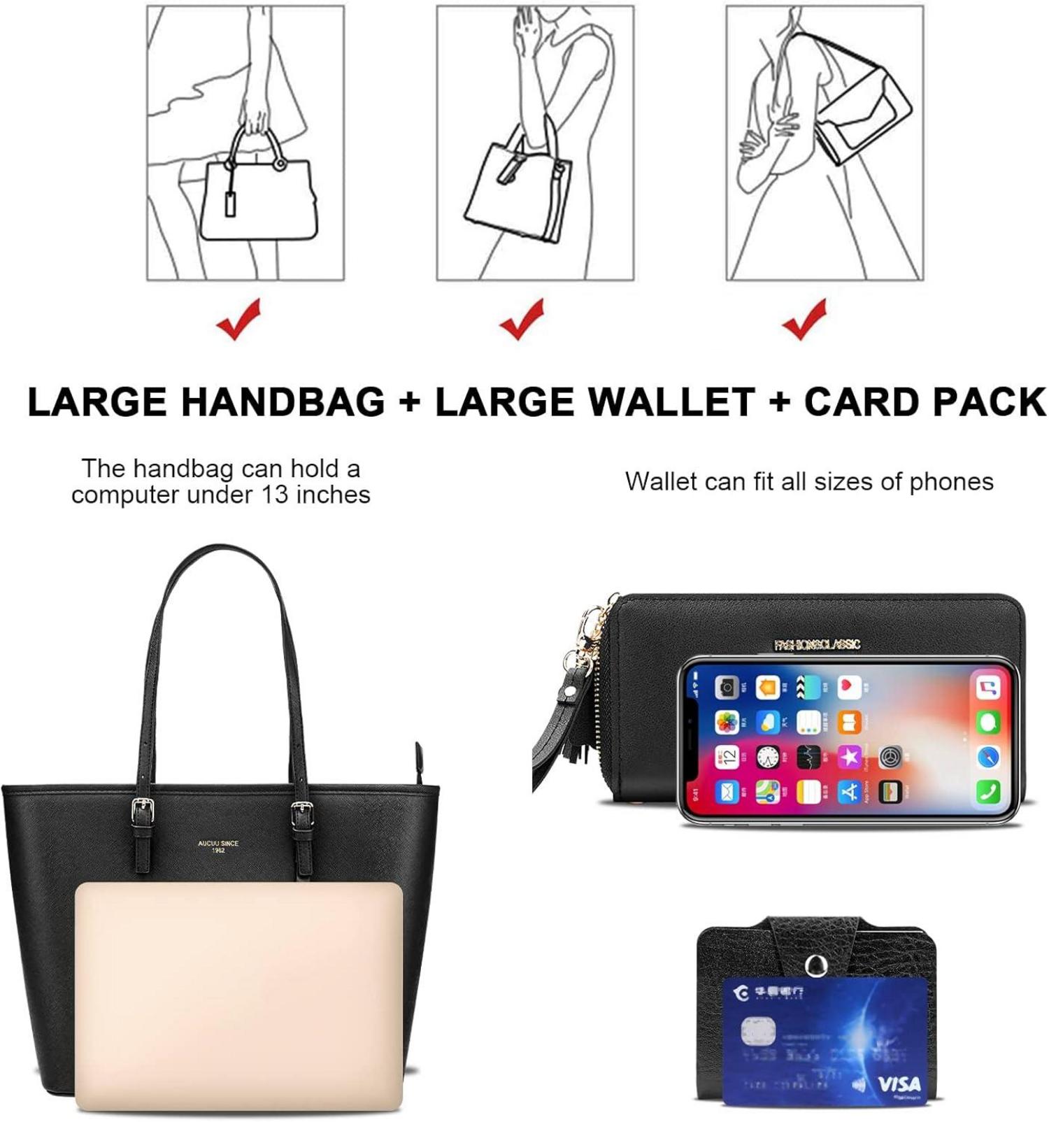 Damen Handtasche Schwarz Shopper Leder groß mit Kaninchen Pelz Plüsch